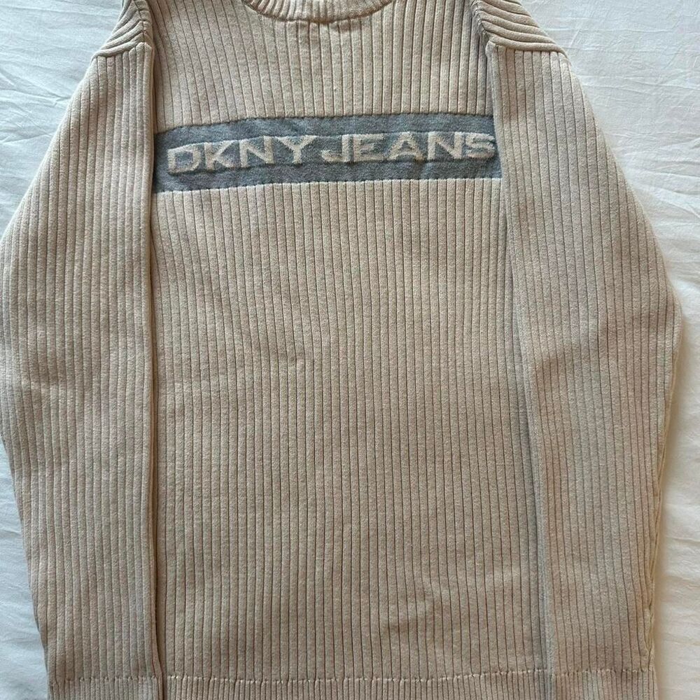 Dkny Women's Cream and Tan Jumper